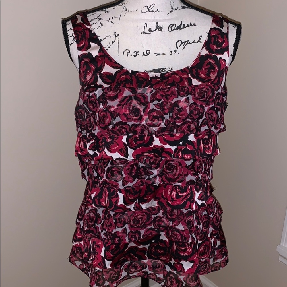 EUC WHBM layer blouse wine black M